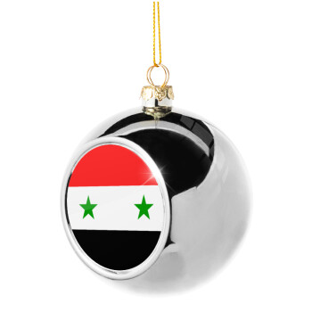 Syria flag, Silver 8cm Christmas tree ball ornament