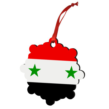 Syria flag, Στολίδι Χριστουγεννιάτικο στολίδι snowflake ξύλινο 7.5cm