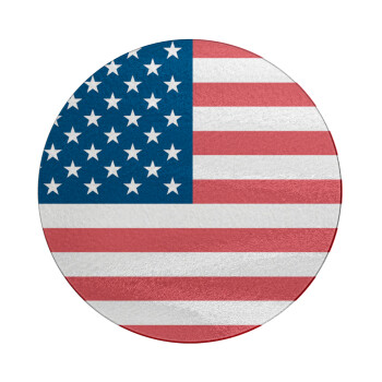 USA flag, Επιφάνεια κοπής γυάλινη στρογγυλή (30cm)