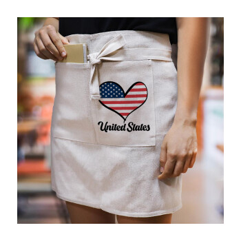 USA flag, Ποδιά Μέσης με διπλή τσέπη Barista/Bartender, Beige