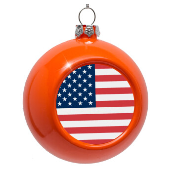 USA flag, Orange Christmas tree ornament bauble 8cm