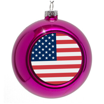 USA flag, Purple Christmas tree ornament bauble 8cm