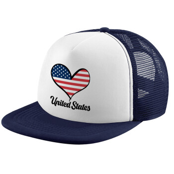 USA flag, Καπέλο παιδικό Soft Trucker με Δίχτυ ΜΠΛΕ ΣΚΟΥΡΟ/ΛΕΥΚΟ (POLYESTER, ΠΑΙΔΙΚΟ, ONE SIZE)