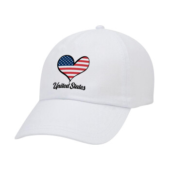 USA flag, Καπέλο Ενηλίκων Baseball Λευκό 5-φύλλο (POLYESTER, ΕΝΗΛΙΚΩΝ, UNISEX, ONE SIZE)