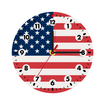 USA flag, Wooden wall clock (20cm)