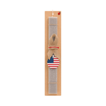 USA flag, Easter Set, wooden keychain & scented Easter candle flat (30cm) (GRAY)