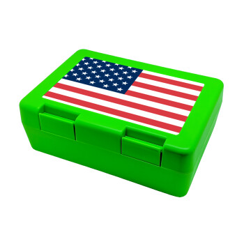 USA flag, Children's cookie container GREEN 185x128x65mm (BPA free plastic)