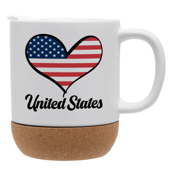 USA flag, Ceramic coffee mug Cork (MAT), 330ml (1pcs)