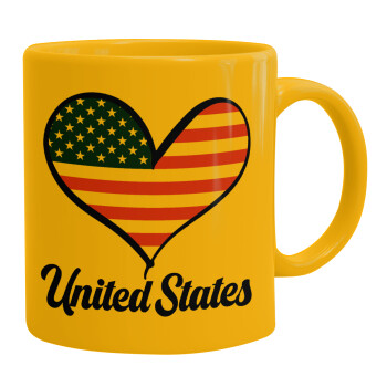 USA flag, Κούπα, κεραμική κίτρινη, 330ml (1 τεμάχιο)