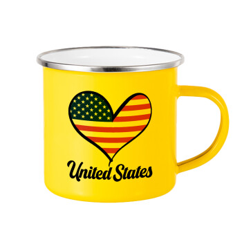 USA flag, Yellow Enamel Metallic Cup 360ml