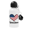 Metal water bottle, White, aluminum 500ml