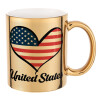 Mug ceramic, gold mirror, 330ml