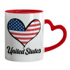 Mug heart red handle, ceramic, 330ml