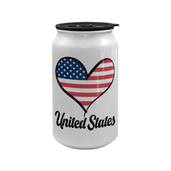 USA flag, Κούπα ταξιδιού μεταλλική με καπάκι (tin-can) 500ml