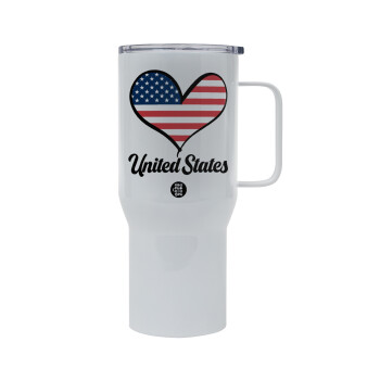 USA flag, Mega Stainless steel Tumbler with lid, double wall 750L