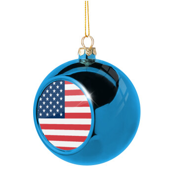 USA flag, Blue Christmas tree ball ornament 8cm