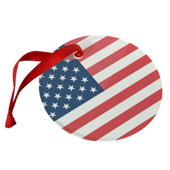 USA flag, Christmas ornament glass 9cm