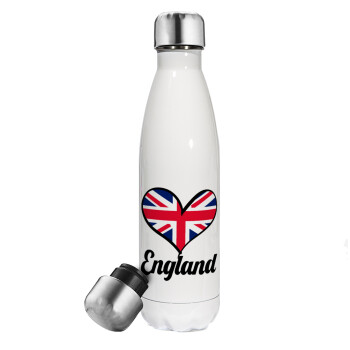 England flag, Metal mug thermos White (Stainless steel), double wall, 500ml