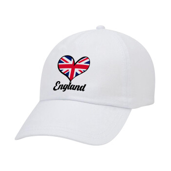 England flag, Καπέλο Ενηλίκων Baseball Λευκό 5-φύλλο (POLYESTER, ΕΝΗΛΙΚΩΝ, UNISEX, ONE SIZE)