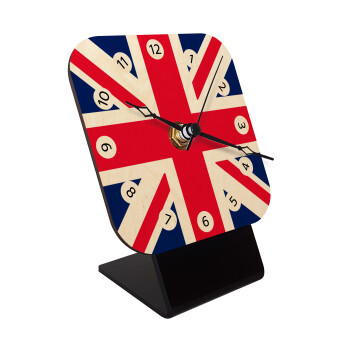 England flag, Επιτραπέζιο ρολόι σε φυσικό ξύλο (10cm)