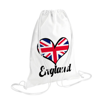 England flag, Τσάντα πλάτης πουγκί GYMBAG λευκή (28x40cm)