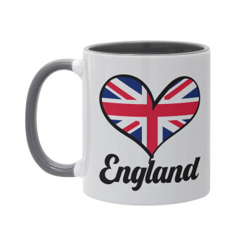 England flag, Κούπα χρωματιστή γκρι, κεραμική, 330ml