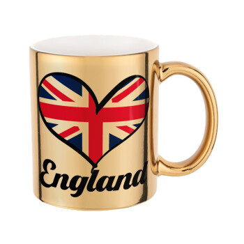 England flag, Mug ceramic, gold mirror, 330ml