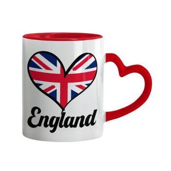 England flag, Κούπα καρδιά χερούλι κόκκινη, κεραμική, 330ml