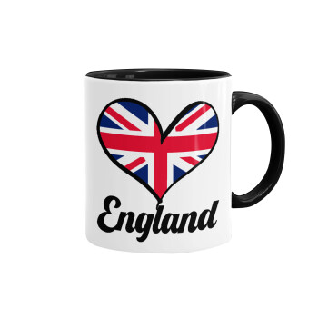 England flag, Mug colored black, ceramic, 330ml