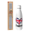 Easter Set, metallic Inox water bottle (700ml) & Easter scented flat candle (30cm) (GRAY)