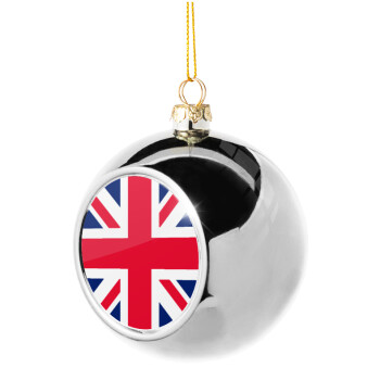 England flag, Χριστουγεννιάτικη μπάλα δένδρου Ασημένια 8cm