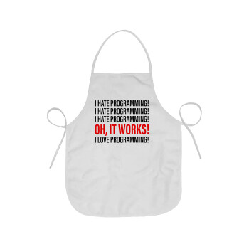 I hate programming!!!, Chef Apron Short Full Length Adult (63x75cm)