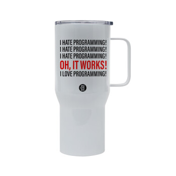 I hate programming!!!, Tumbler με καπάκι, διπλού τοιχώματος (θερμό) 750L