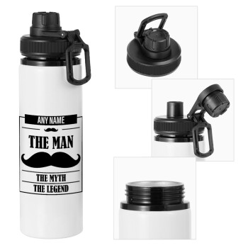 The man, the myth, Metal water bottle with safety cap, aluminum 850ml