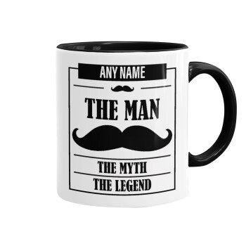 The man, the myth, Mug colored black, ceramic, 330ml