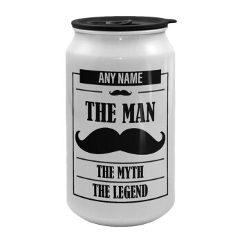 The man, the myth, Κούπα ταξιδιού μεταλλική με καπάκι (tin-can) 500ml