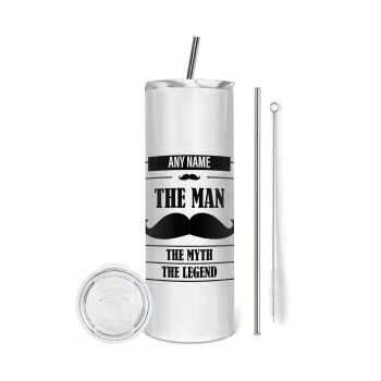 The man, the myth, Tumbler stainless steel 600ml, with metal straw & cleaning brush