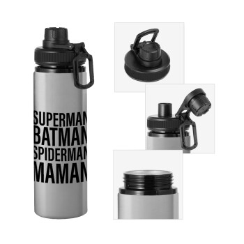 MAMAN, Metallic water bottle with safety cap, 850ml aluminum