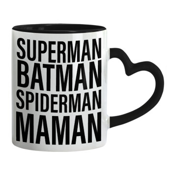 MAMAN, Mug heart black handle, ceramic, 330ml