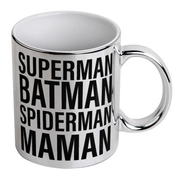 MAMAN, Mug ceramic, silver mirror, 330ml