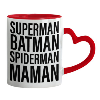 MAMAN, Mug heart red handle, ceramic, 330ml