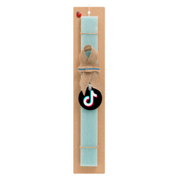 tik tok, Easter Set, wooden keychain & aromatic flat Easter candle (30cm) (TURQUOISE)