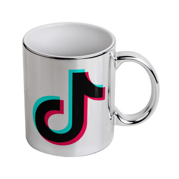 tik tok, Mug ceramic, silver mirror, 330ml