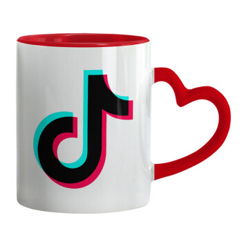 tik tok, Mug heart red handle, ceramic, 330ml