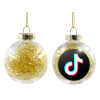 Transparent Christmas tree ball ornament with gold filling 8cm