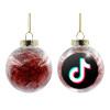 Transparent Christmas tree ball ornament with red filling 8cm