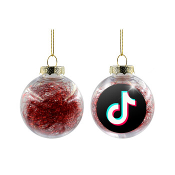 tik tok, Transparent Christmas tree ball ornament with red filling 8cm