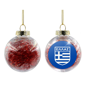 Hellas, Transparent Christmas tree ball ornament with red filling 8cm