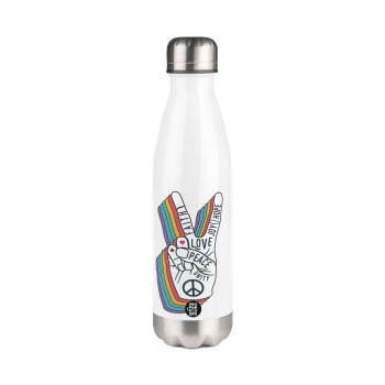 Peace Love Joy, Metal mug thermos White (Stainless steel), double wall, 500ml