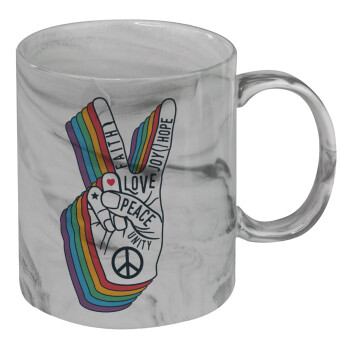 Peace Love Joy, Κούπα κεραμική, marble style (μάρμαρο), 330ml